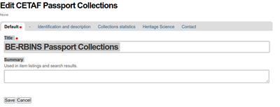 Collections Passport sections