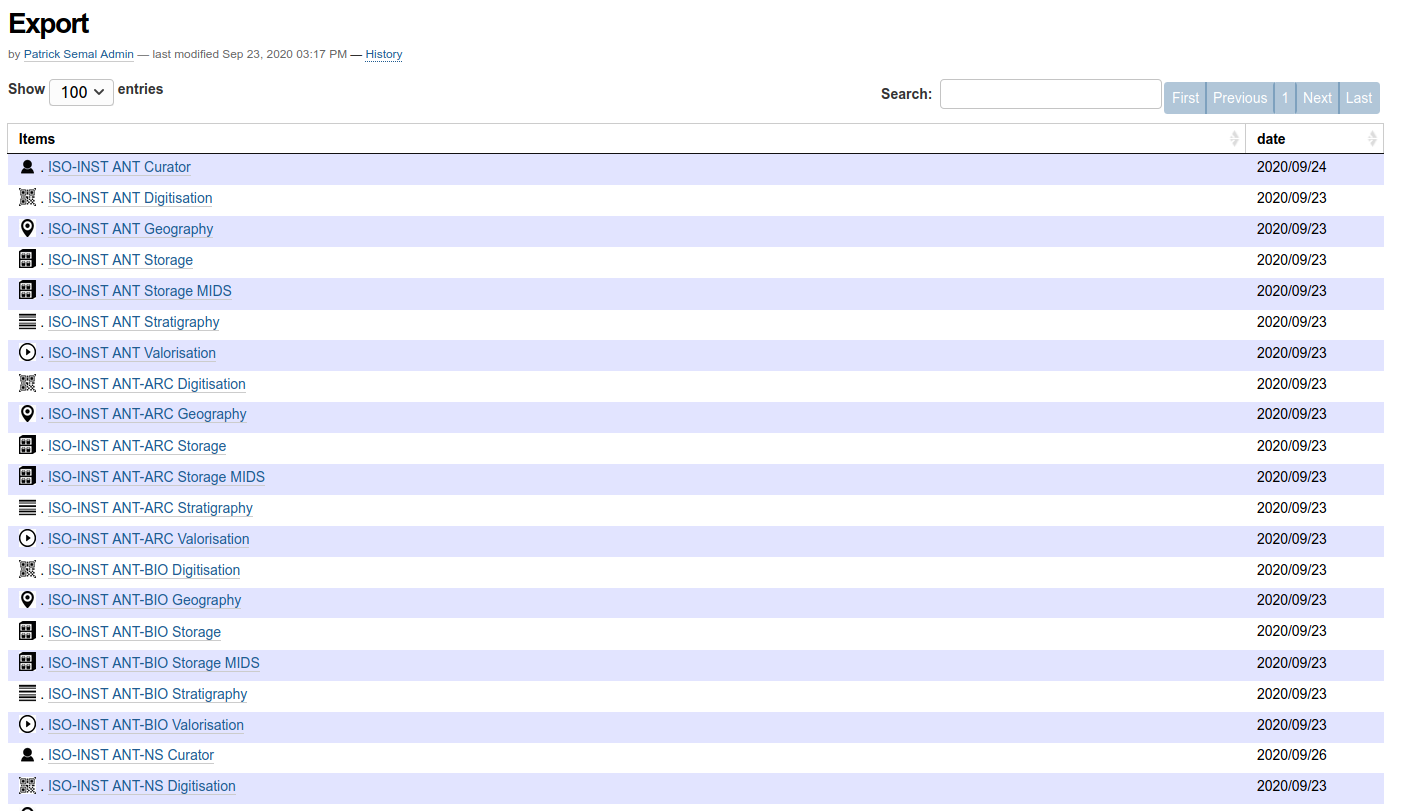 export list