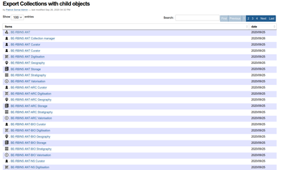 Export with child objects list